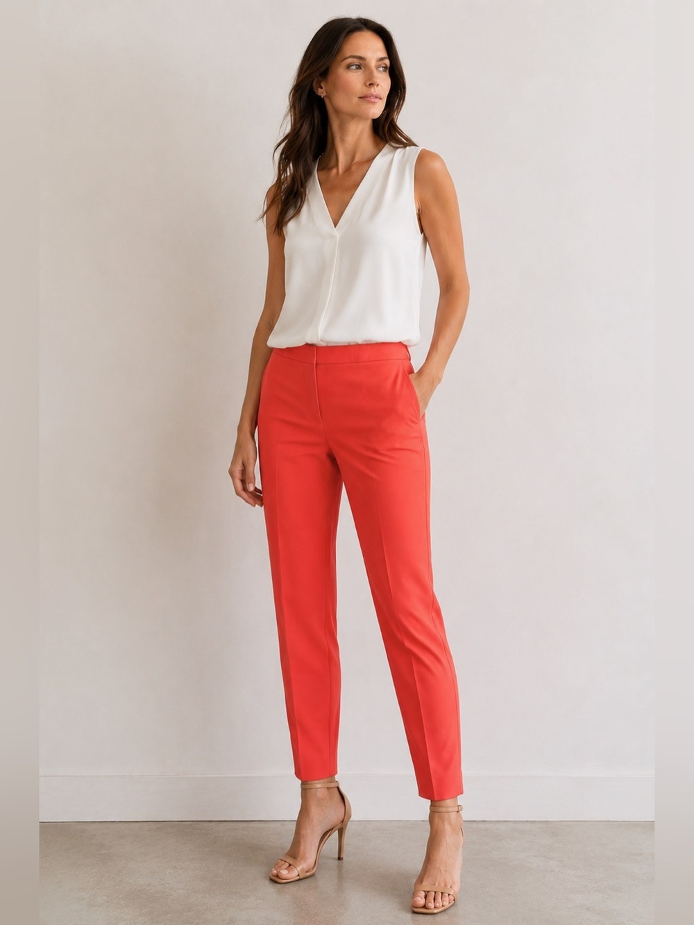 Theory Tailored Red Tapered Trousers – Size 2 excellent condition